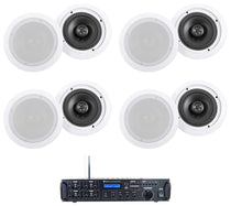 Rock Zone 8 8-Pack + HC655 White Ceiling Speakers Bundle