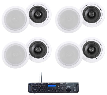 Rock Zone 8 8-Pack + HC655 White Ceiling Speakers Bundle