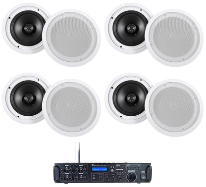 Rock Zone 8 8-Pack + HC85 White In-Ceiling Speakers Bundle