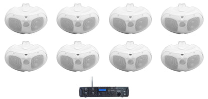 D4-8 White 8-Pack + Rock Zone 8 Multi‑Room Receiver Bundle