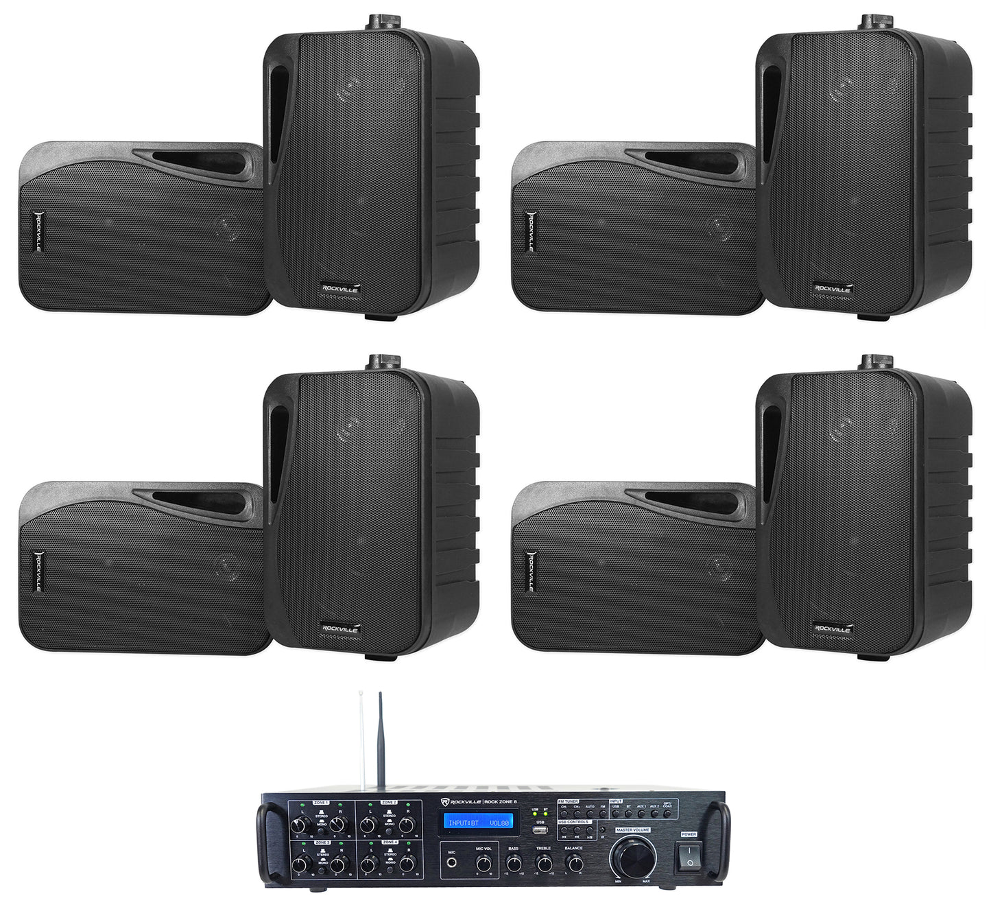 Rock Zone 8 + HP4S-8 Black 8-Pack Bundle