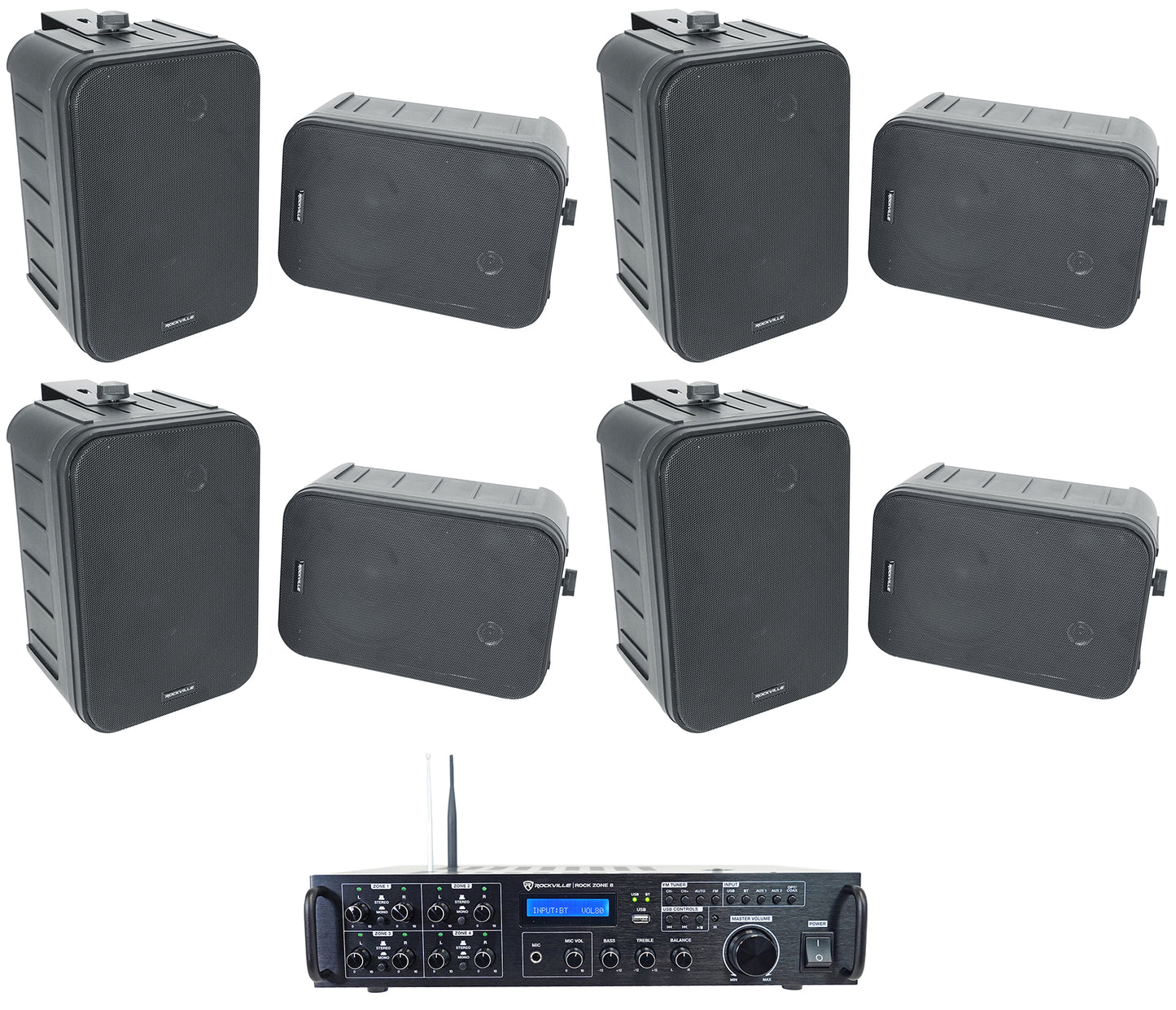 HP65S-8 Black 8-Pack + Rock Zone 8 Receiver Bundle