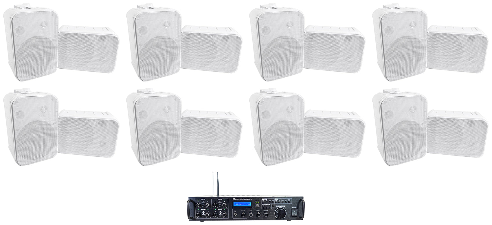 Rock Zone 8 Receiver + HP65S-8 White 8-Pack Bundle