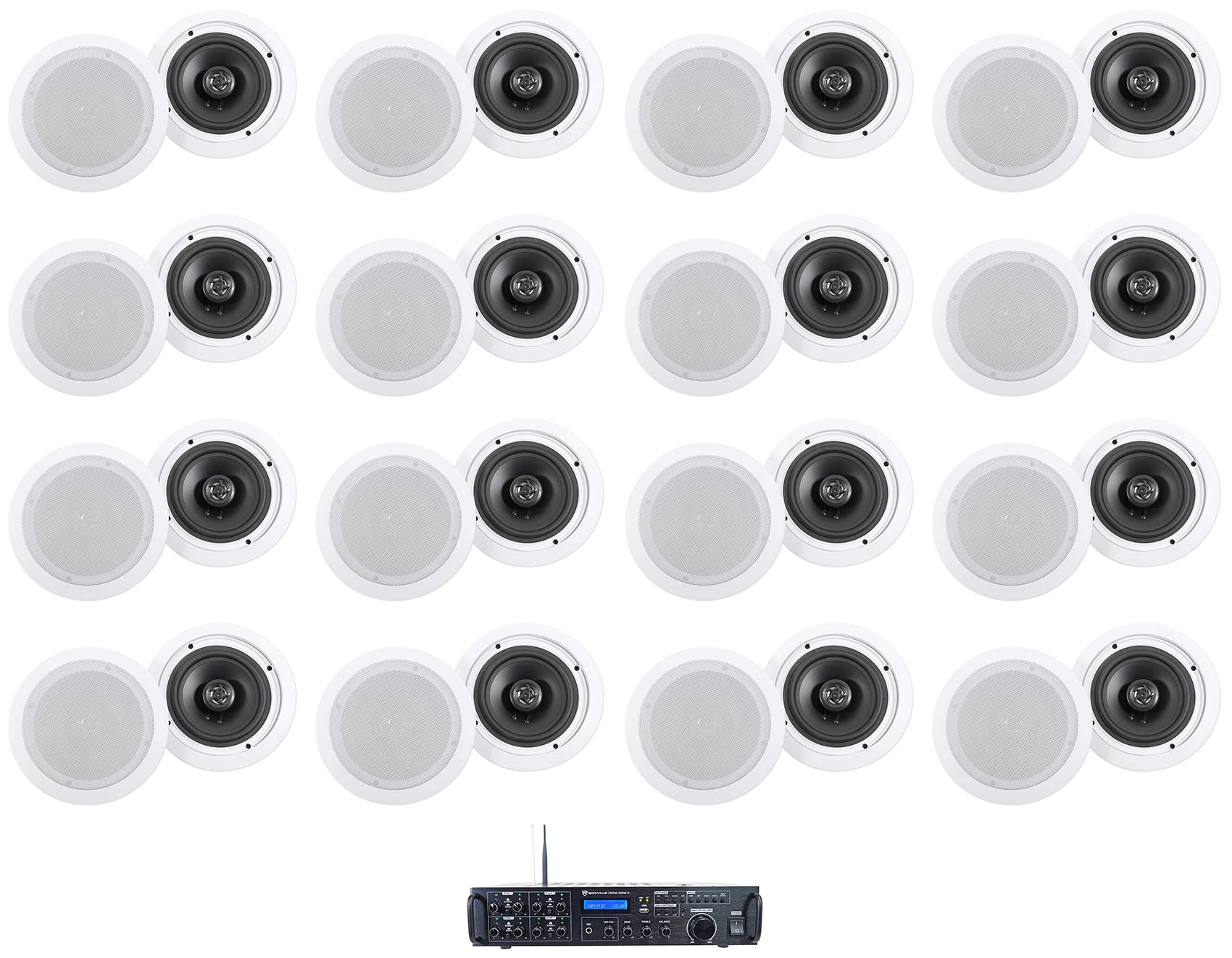 Rock Zone 8 32-Pack + HC655-16 White Ceiling Speakers Bundle