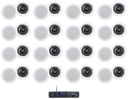 Rock Zone 8 32-Pack + HC655-16 White Ceiling Speakers Bundle