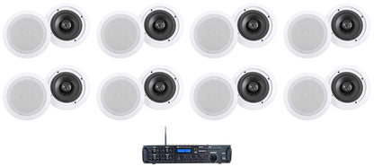 Rock Zone 8 16-Pack + HC655 White Ceiling Speakers Bundle
