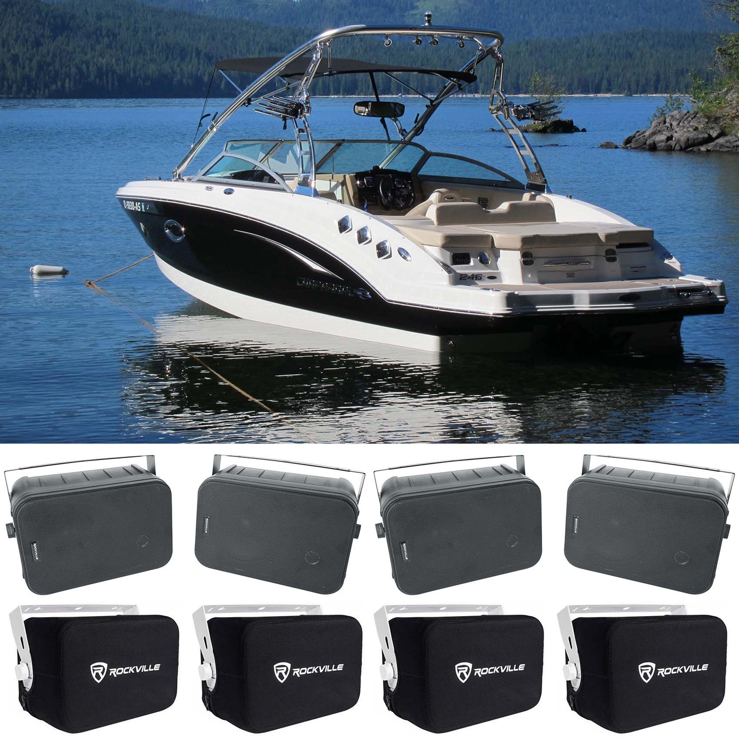 2-Pair HP65S-8 Black+2-Pair RWBC65S BOAT