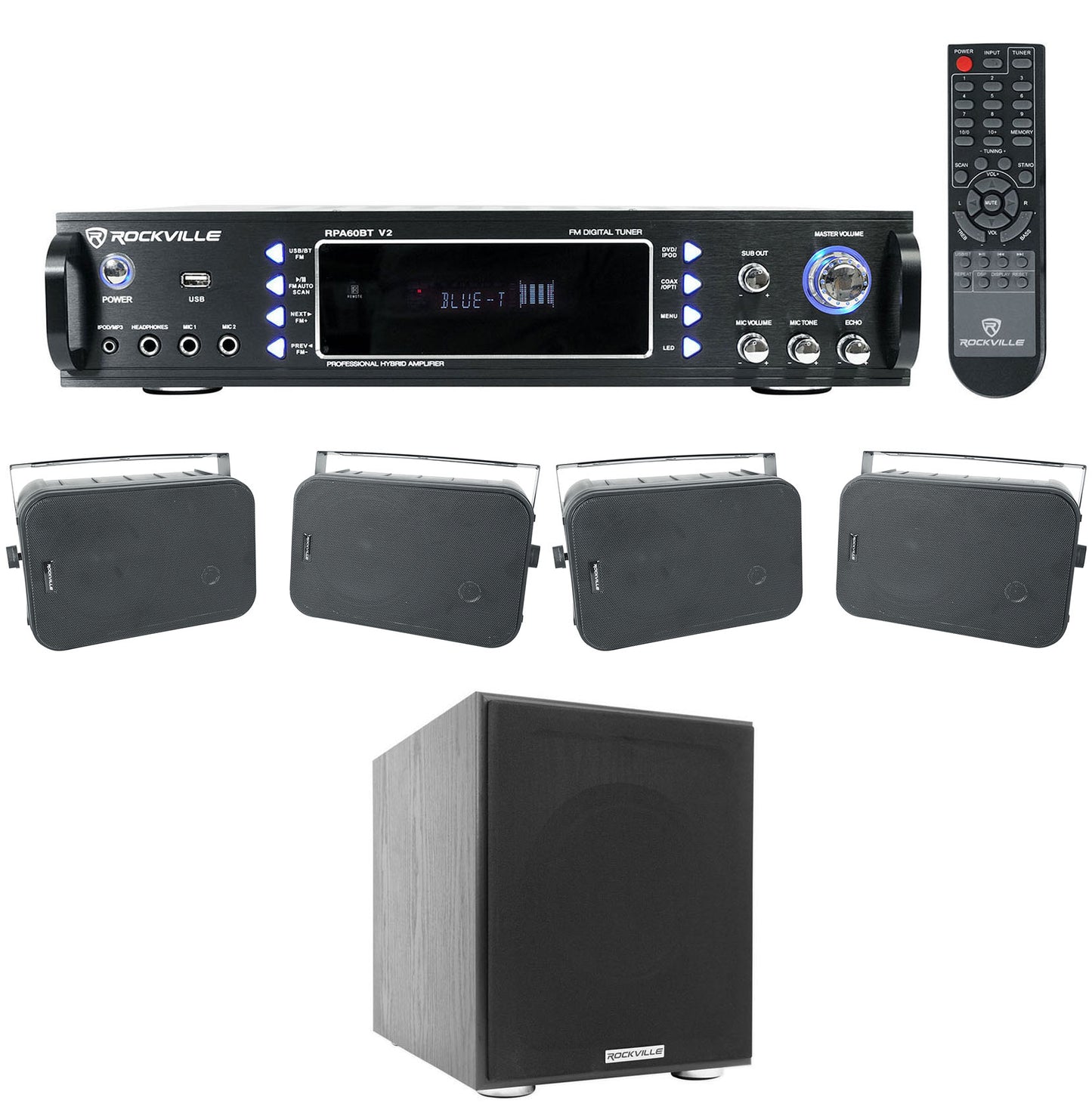 HP65S-8 Black 2-Pack + RPA60BT Receiver + Rock Shaker 8 Bundle