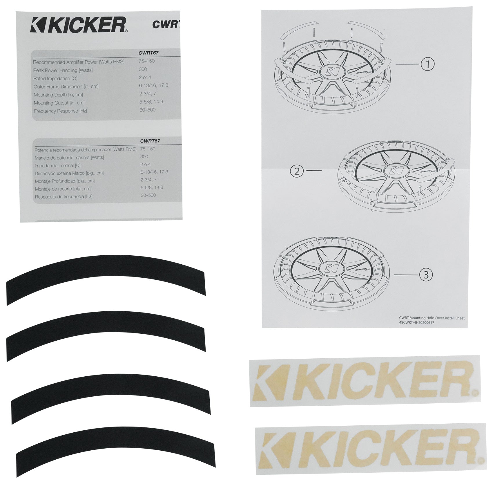 KICKER 48CWRT122 CompRT 1000w Shallow 12" Subwoofer DVC 2-ohm Car Sub COMPRT12 [Open Box]
