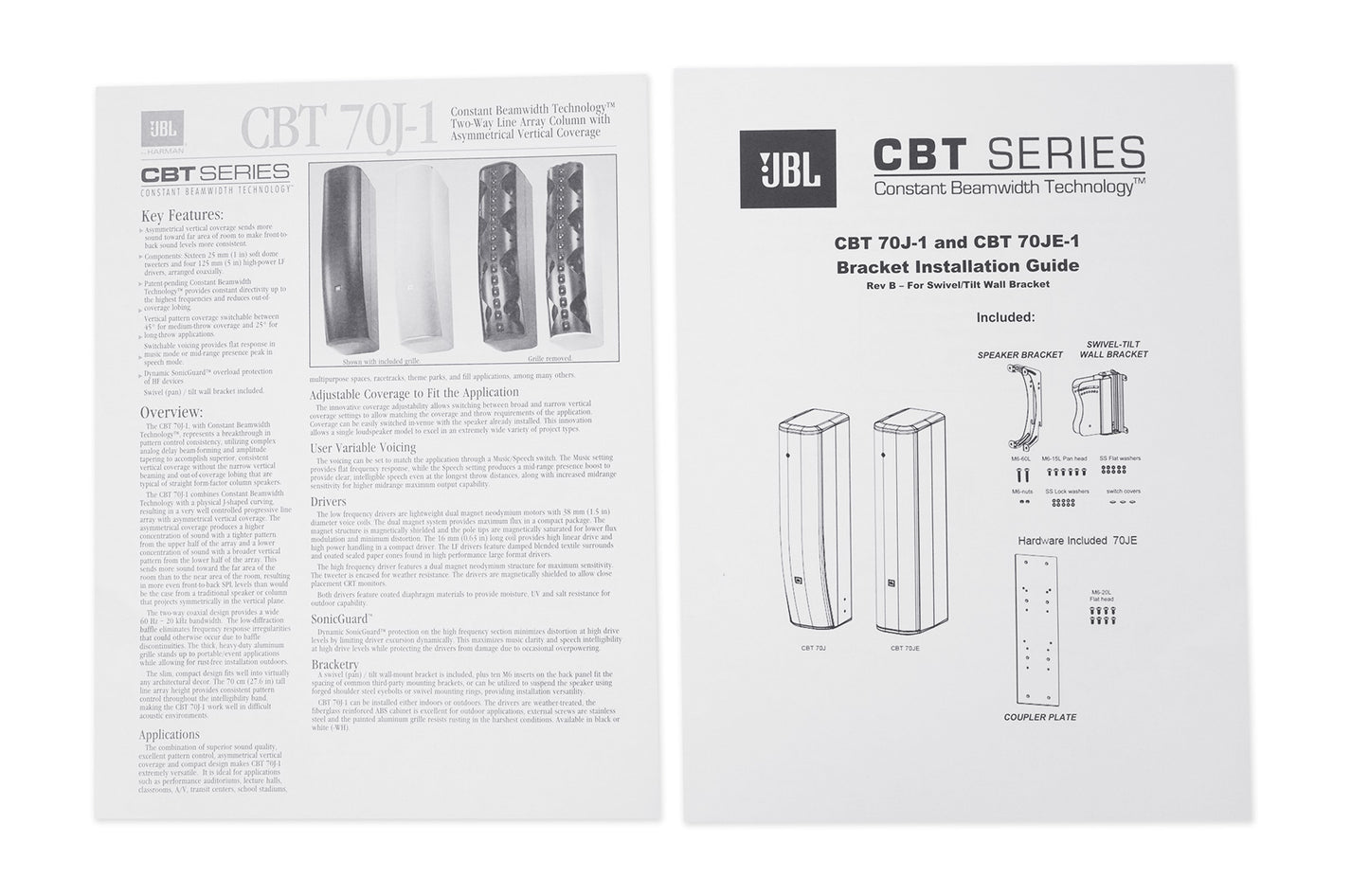 JBL CBT 70J-1-WH 500w 2-Way Swivel Wall Mount Line Array Column Speaker in White [Open Box]