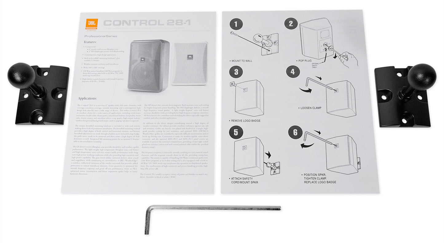 2) JBL Control 28-1 8" 60w 70v Commercial Indoor/Outdoor Speakers For Restaurant [Open Box]