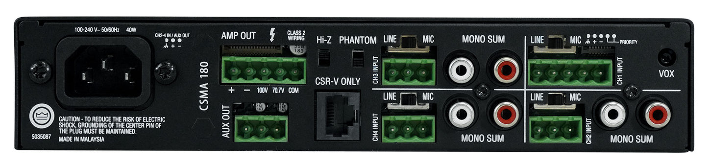 JBL CSMA 180 80w Commercial 70v Amplifier Mixer For Restaurant/Bar/Cafe CSMA180 [Open Box]