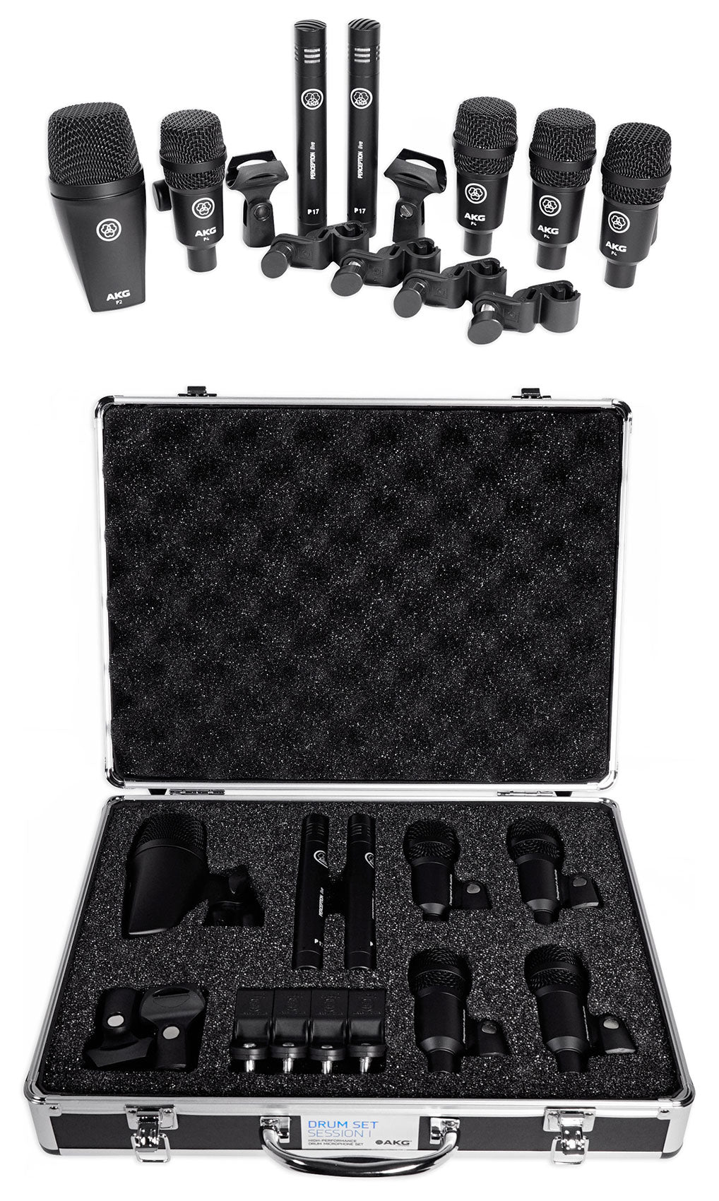 AKG Drum Set Session I (7) Microphone Kit w/ Bass/Overhead/Snare/Tom+Clamps+Case [Open Box]