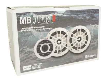 MB QUART GMR1.5S2W Marine Gauge Receiver w/ Bluetooth+(2) White 6.5" Speakers [Open Box]