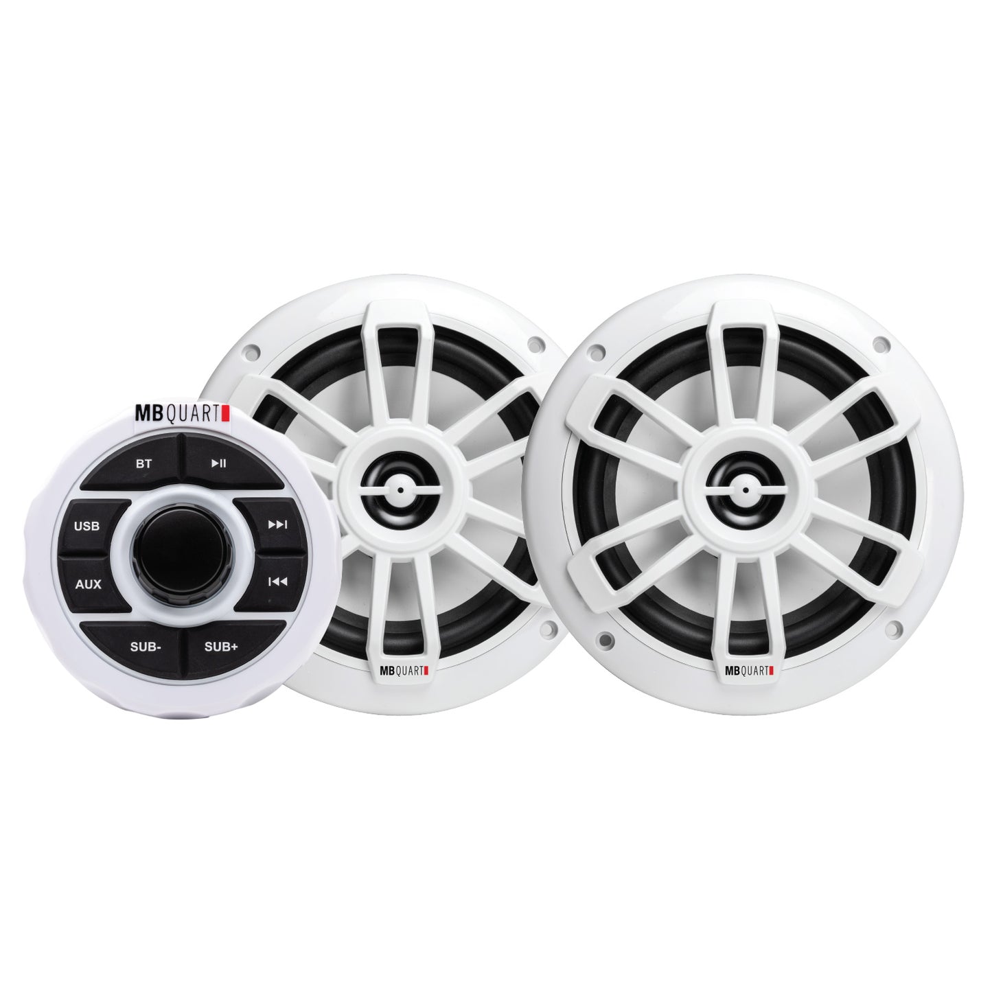 MB QUART GMR1.5S2W Marine Gauge Receiver w/ Bluetooth+(2) White 6.5" Speakers [Open Box]