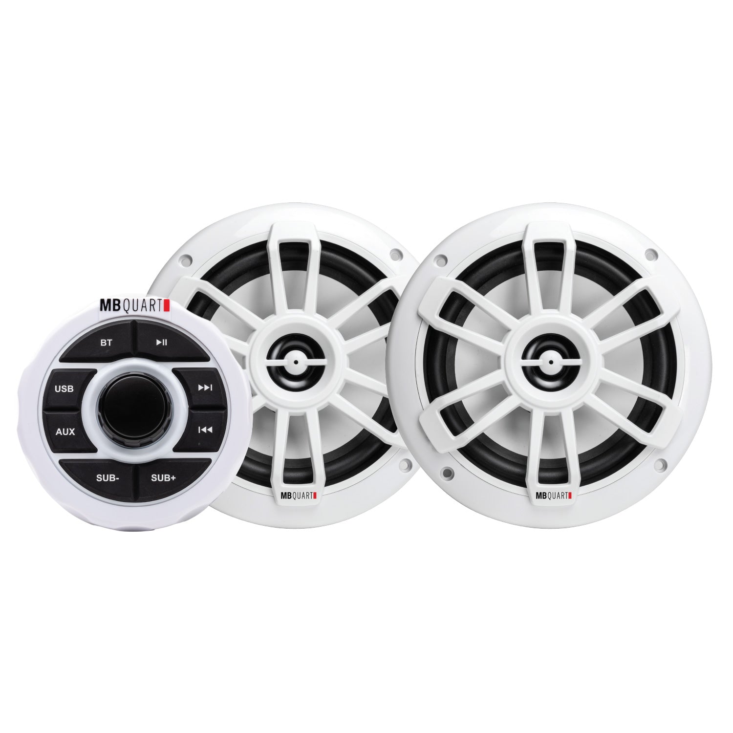 MB QUART GMR1.5S2W Marine Gauge Receiver w/ Bluetooth+(2) White 6.5" Speakers [Open Box]