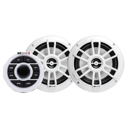MB QUART GMR1.5S2W Marine Gauge Receiver w/ Bluetooth+(2) White 6.5" Speakers [Open Box]