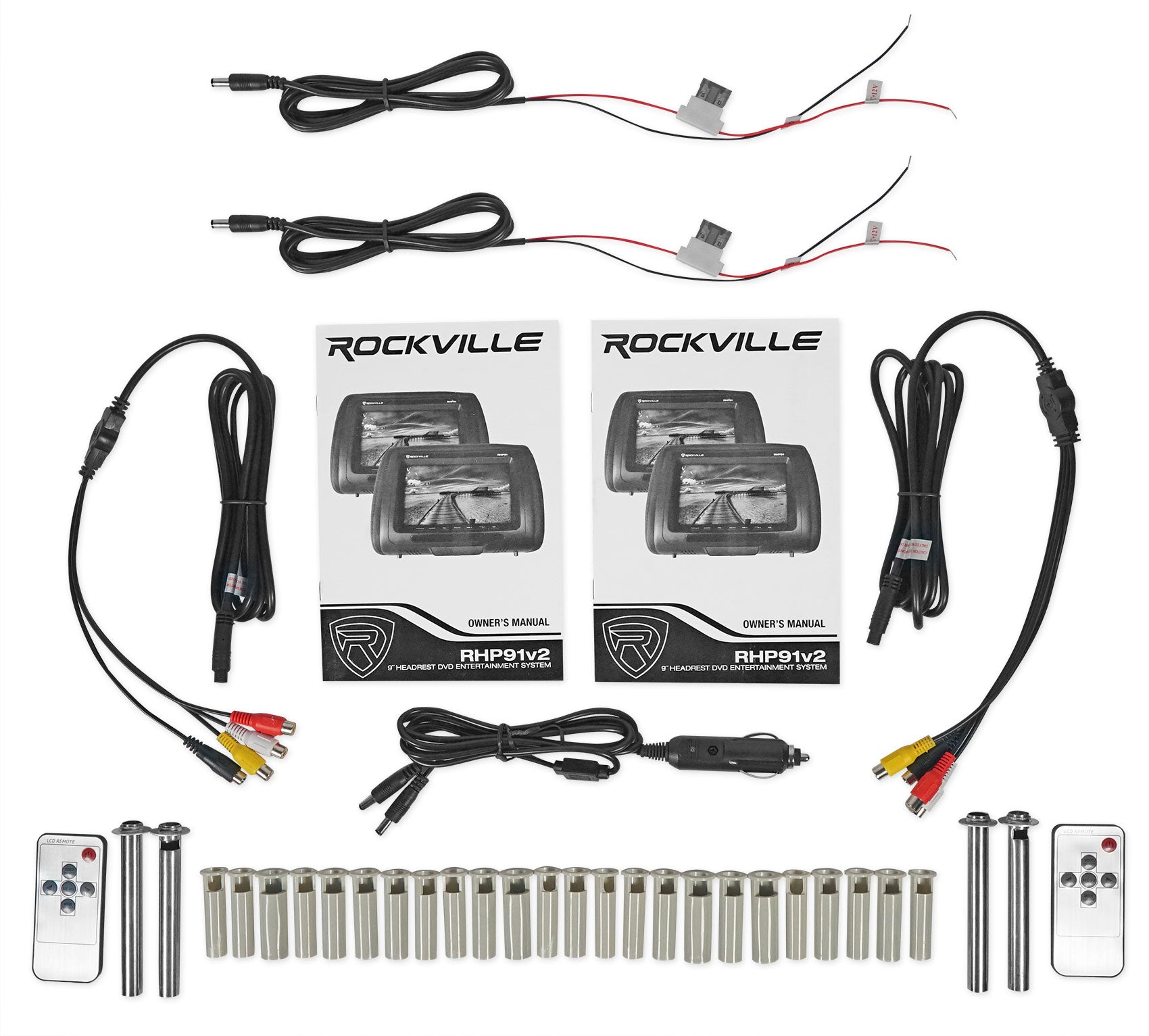 RHP91-BK Black Headrest Monitors + RFH3 IR Headphones 2-Pack Bundle