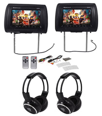 RHP91-BK Black Headrest Monitors + RFH3 IR Headphones 2-Pack Bundle