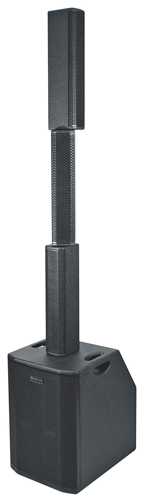 Black outdoor speaker on a white background