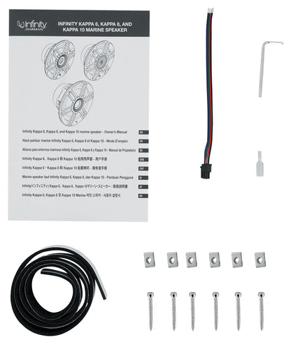 Infinity KAPPA 1050M 10" 900 Watt Marine Subwoofer w/ RGB Lighting+Speaker Wire