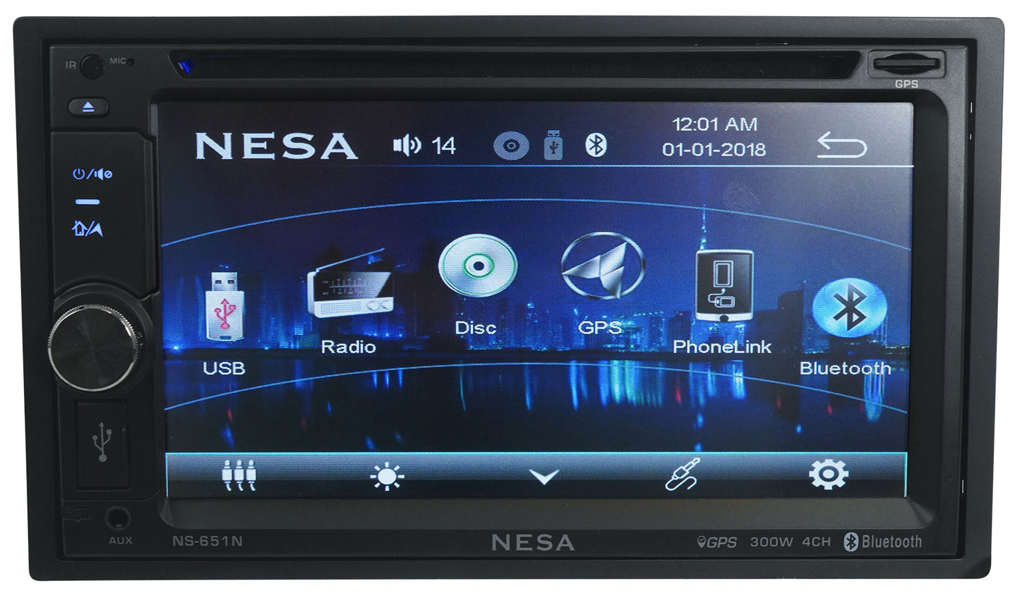 NESA NS-651N 6.5" Car Monitor w/DVD/Bluetooth/GPS/Android PhoneLink+Backup Cam