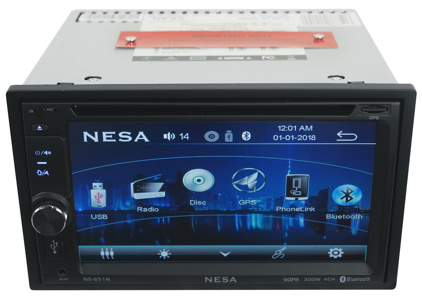 NESA NS-651N 6.5" Car Monitor w/DVD/Bluetooth/GPS/Android PhoneLink+Backup Cam