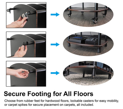 FLX Dark Wood + RHTSD Dark Wood Speaker Stands Bundle