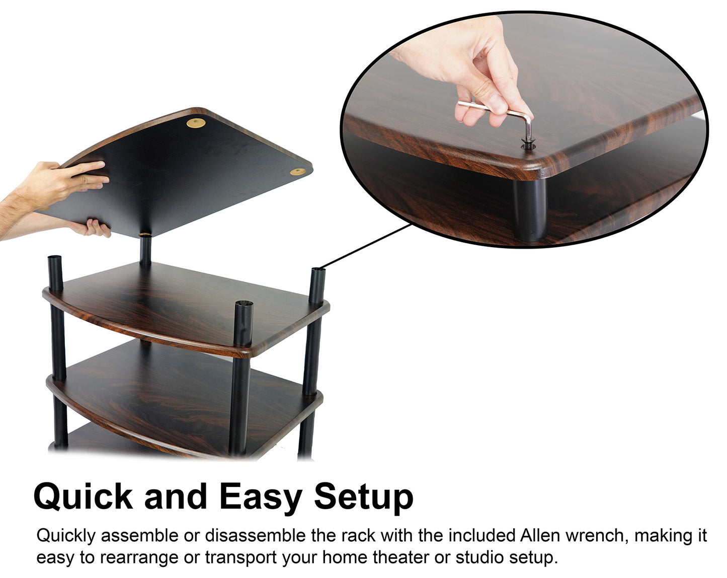 FLX Dark Wood + RHTSD Dark Wood Speaker Stands Bundle