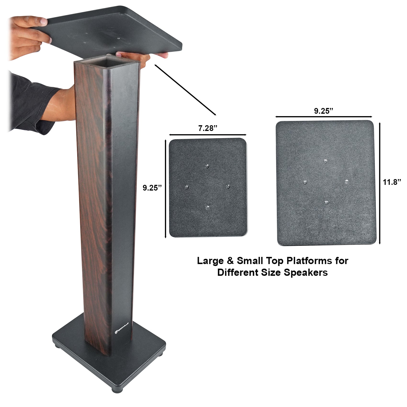 FLX Dark Wood + RHTSD Dark Wood Speaker Stands Bundle