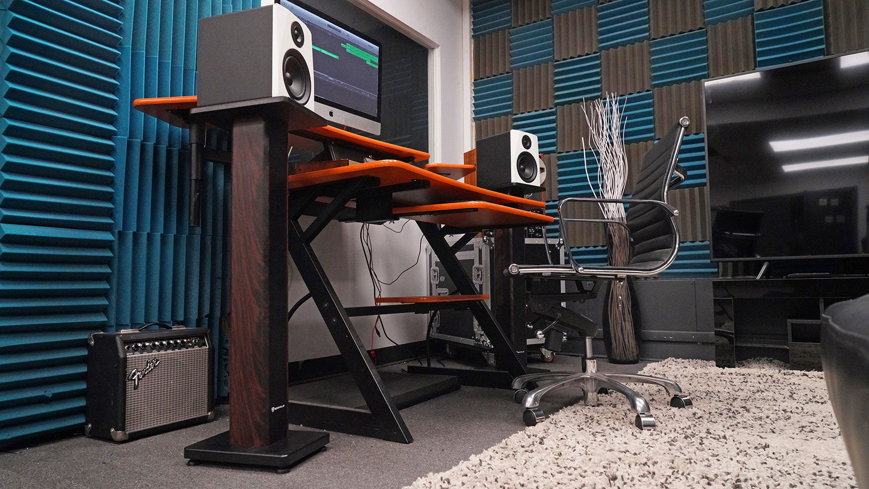 FLX Dark Wood + RHTSD Dark Wood Speaker Stands Bundle