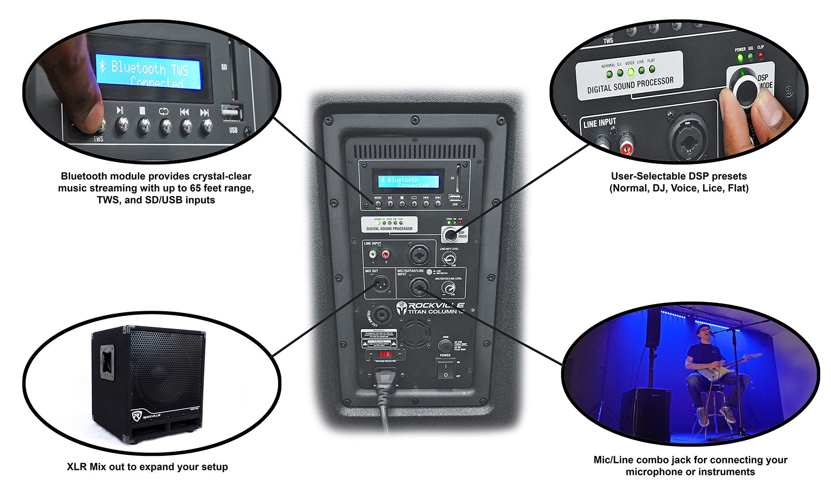 Titan Column 12 2-Pack + RockMix 10FX Mixer Bundle