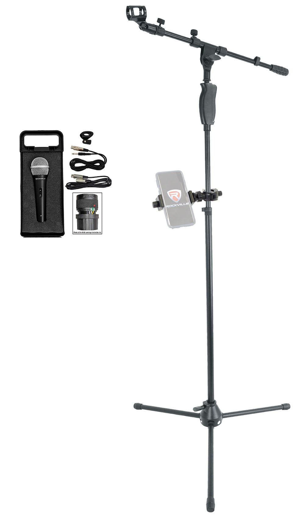 RVMIC3 V2 Mic Stand + IPS55 Smartphone Mount + RMC‑XLR Microphone Bundle