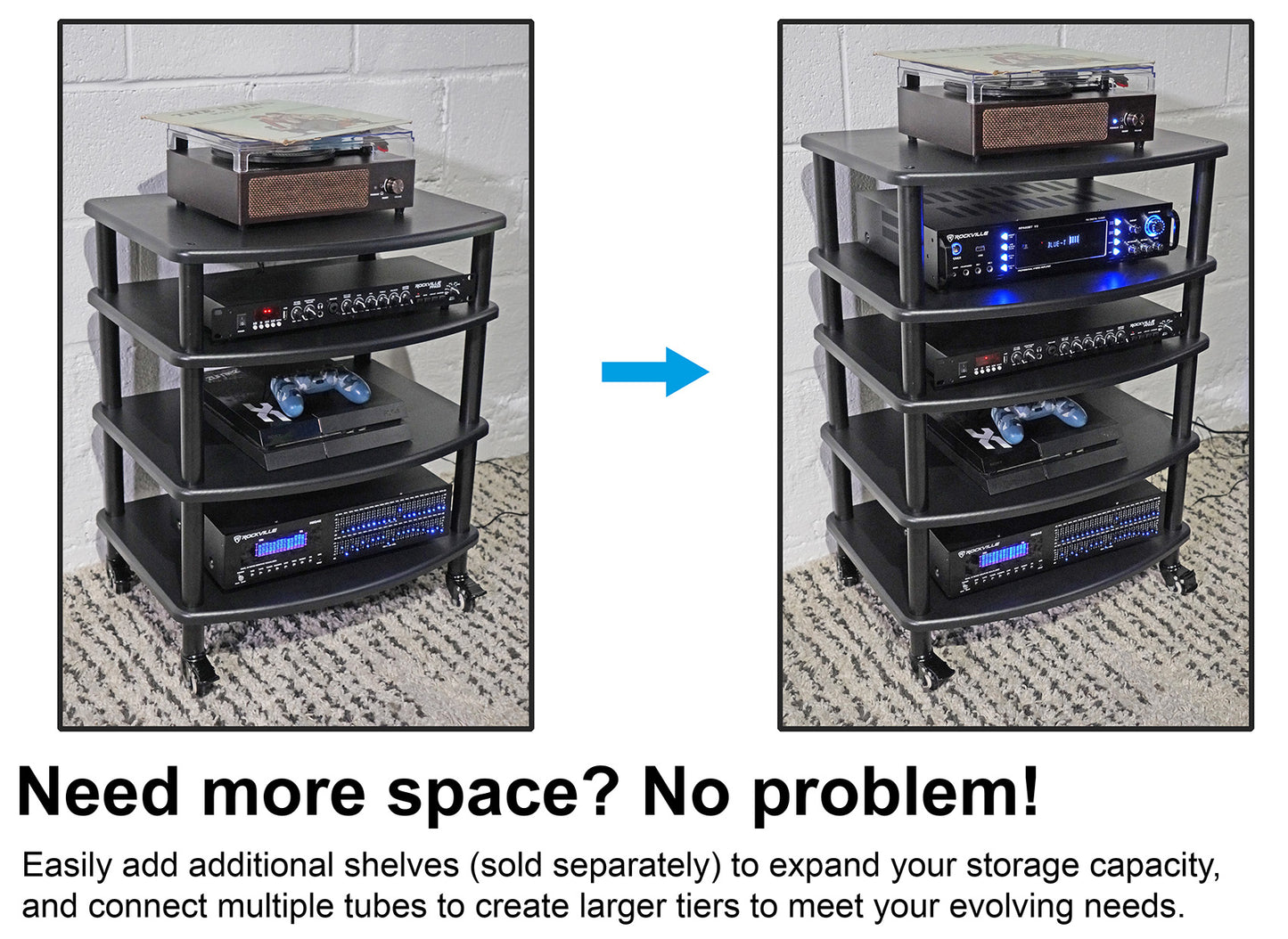 FLX Black 4-Shelf + FLX Black Add-On Shelf Bundle