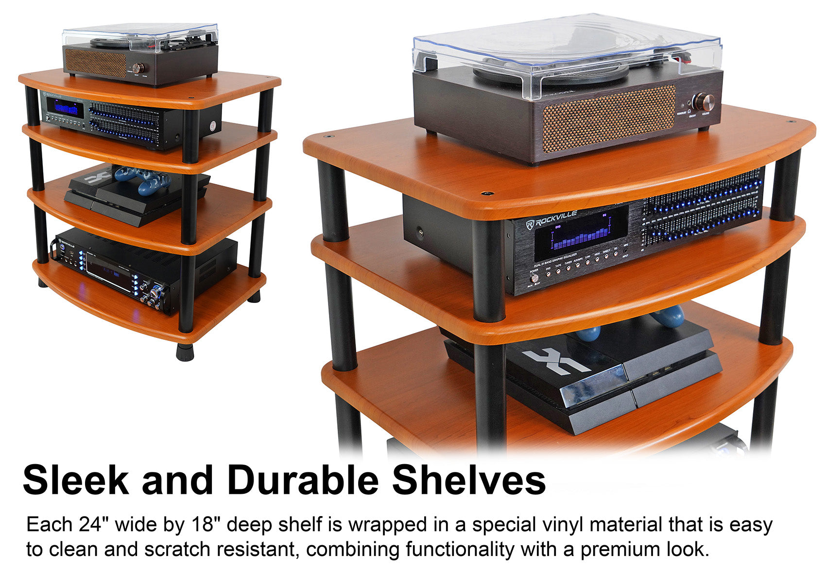 FLX Classic Wood 4-Shelf + Classic Wood Add-On Shelf Bundle