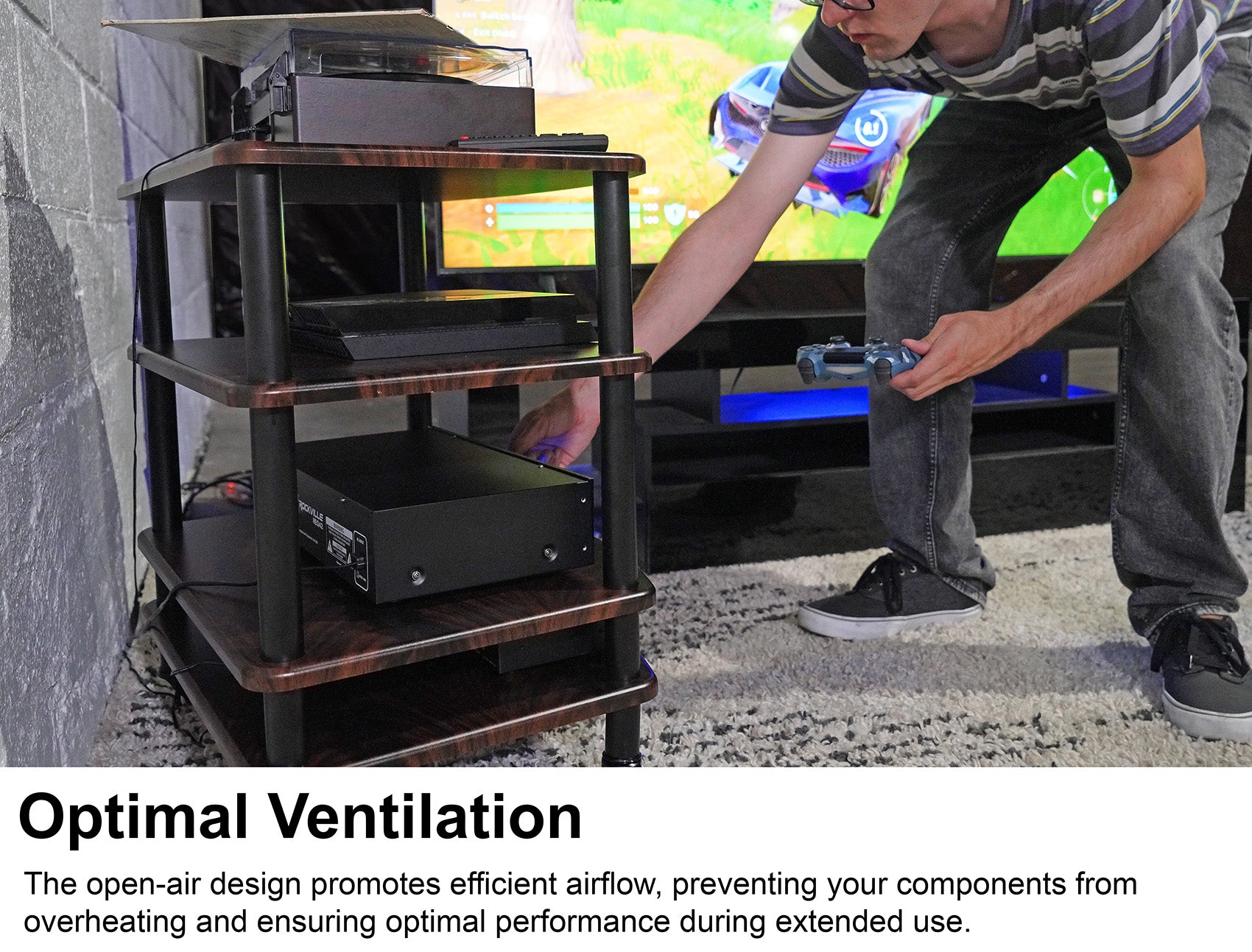 FLX Dark Wood 4-Shelf + Dark Wood Add-On Shelf Bundle