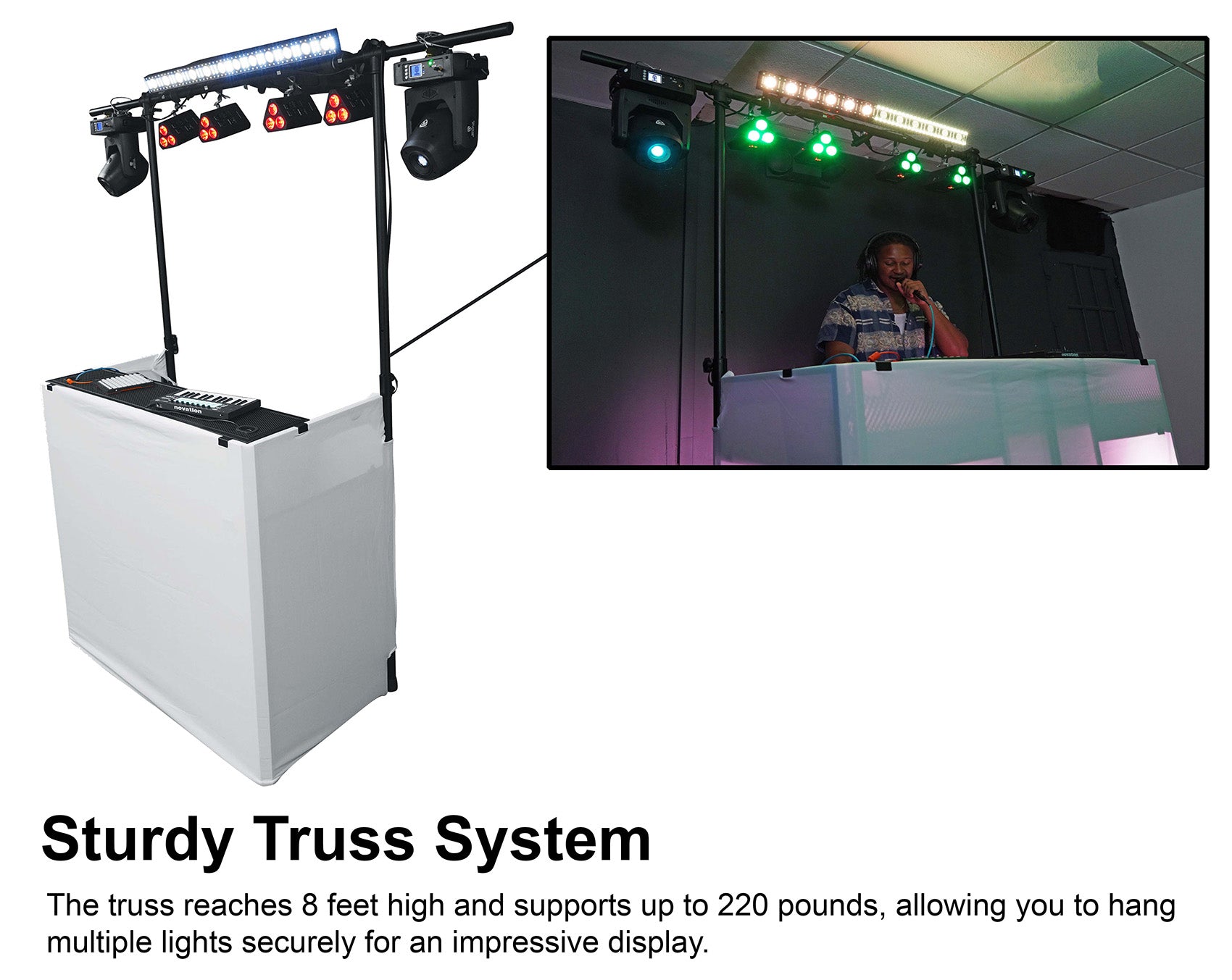 ROCKBOOTH TRUSS DJ Booth + BATTERY PAR 50 White 2-Pack Bundle