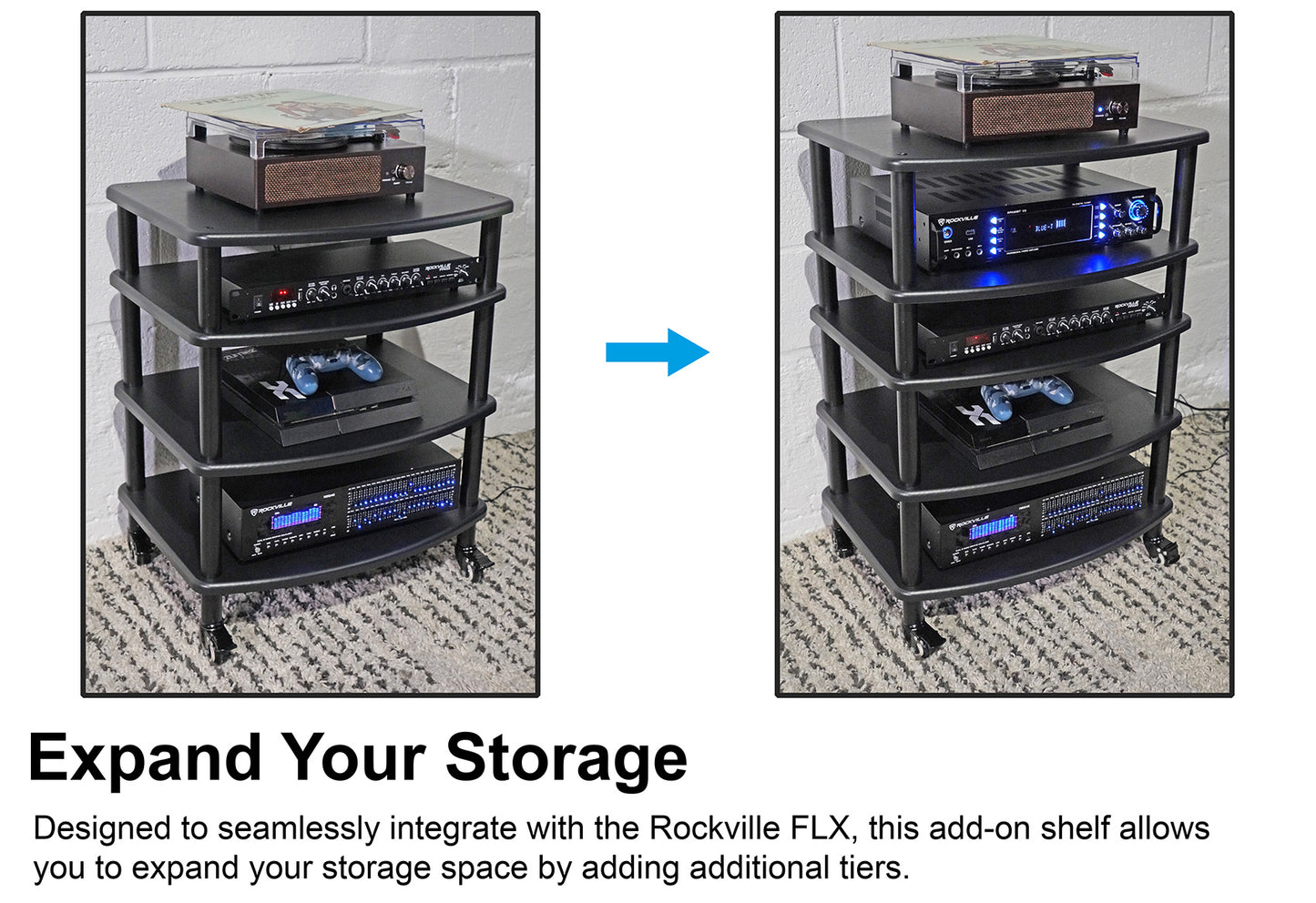 FLX Black 4-Shelf + FLX Black Add-On Shelf Bundle