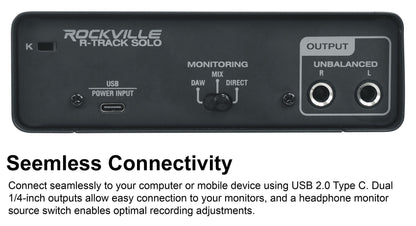R-TRACK SOLO USB-C Audio Interface + RCM03 Condenser Microphone Bundle