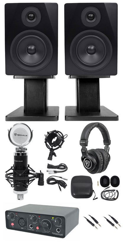 R-TRACK SOLO + APM5B Black Monitors + Desktop Stands Bundle