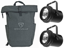 (2) Eliminator ADJ PL-1000 EL Compact Pinspot Par Lights+Backpack PL1000EL