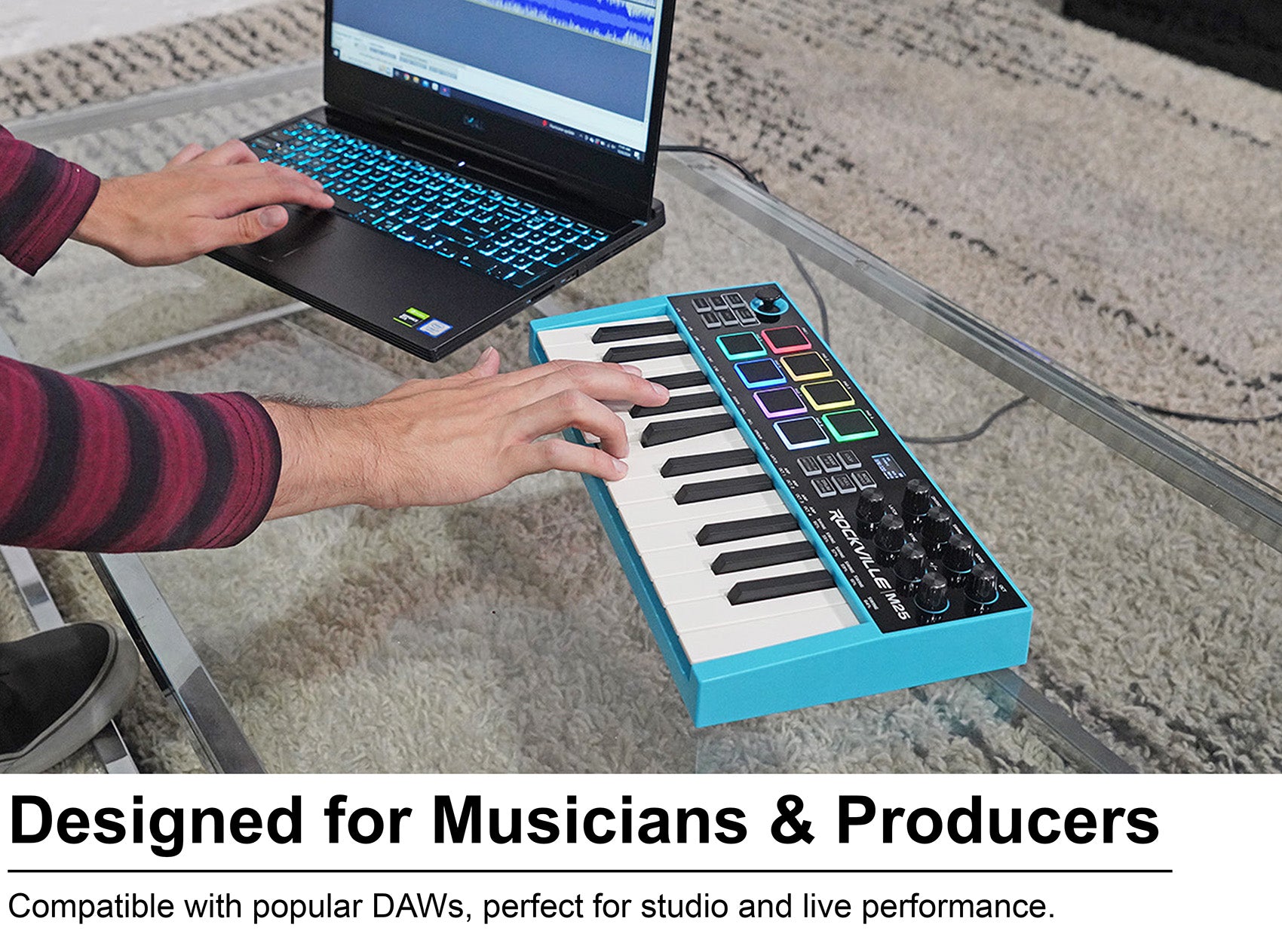 M25 Wireless MIDI Keyboard 25-Key + RCM PRO Condenser Microphone Bundle