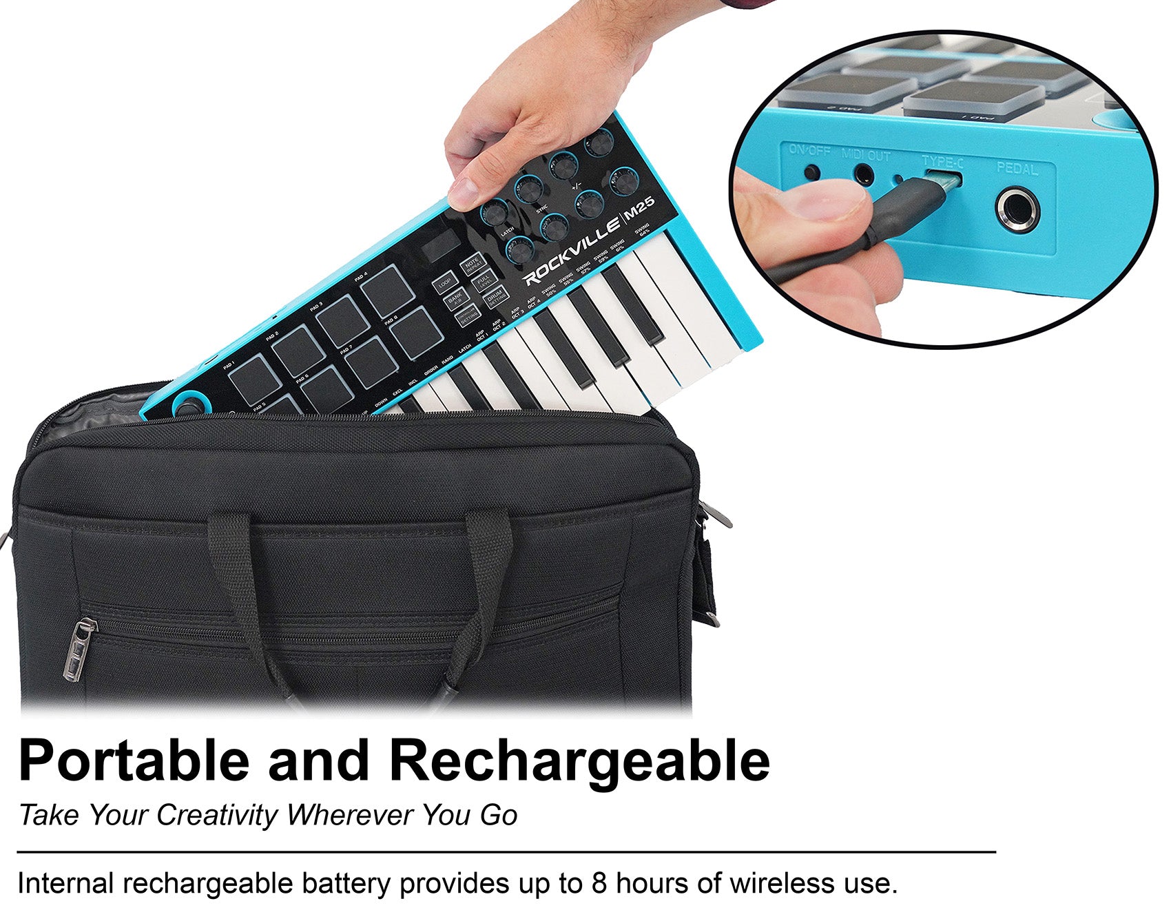 M25 Wireless MIDI Keyboard 25-Key + RCM PRO Condenser Microphone Bundle