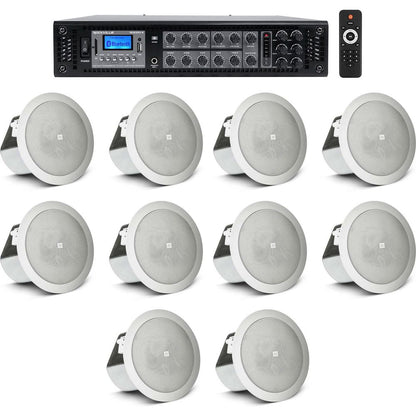 JBL Control 12C/T 10-Pack + RCS350-6 Amplifier Bundle