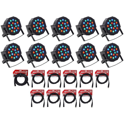 RockPAR50 LED RGB 10-Pack + DMX Cable Bundle