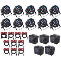 RockPAR50 Black 10-Pack + DMX Cables & Travel Bags Bundle