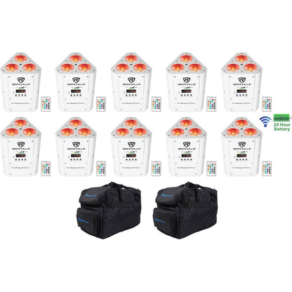 RockWedge LED White 10-Pack + RLB30 Lighting Bags Bundle