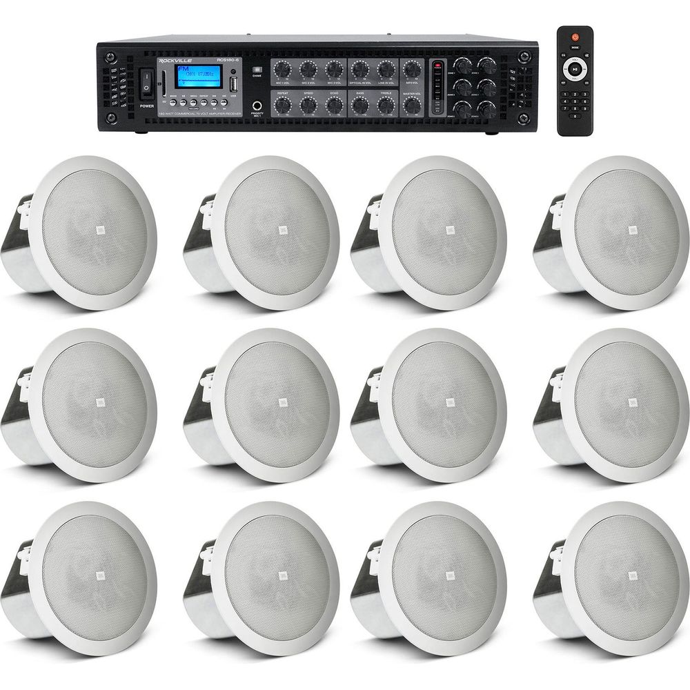 CONTROL 12C/T White 12-Pack + RCS180-6 6-Zone 180W Amp Bundle