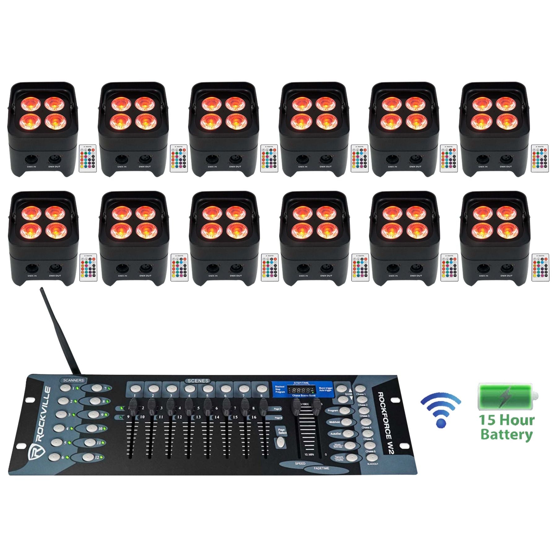 BEST PAR 50 12-Pack + ROCKFORCE W2 DMX Controller Bundle