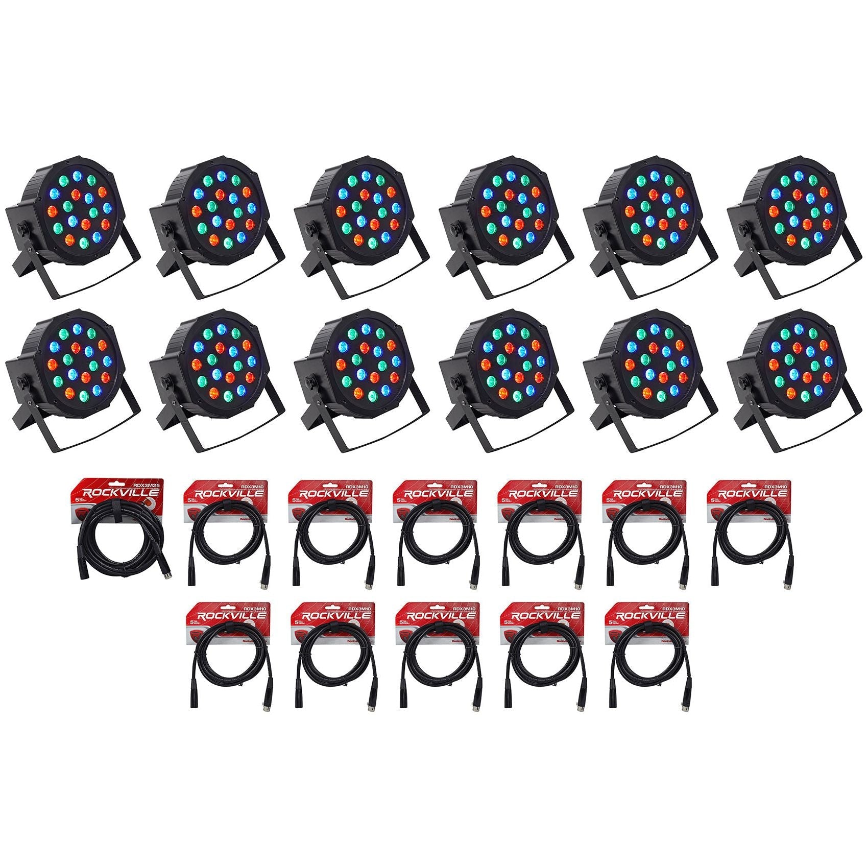 RockPAR50 LED RGB 12-Pack + DMX Cable Bundle